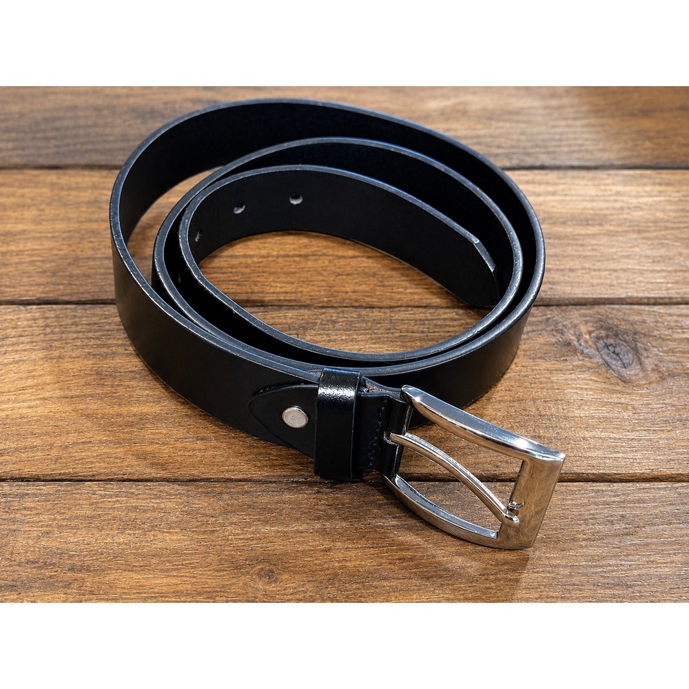 Canyon Sky Leather Belt Womens XL Black Silver Buckle 1.5in Wide Southwest Style